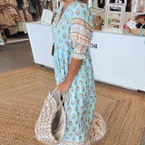 MANA | ELEGANT V-NECK FLORAL MIDI DRESS