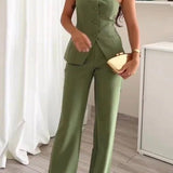 BRIA - Sleeveless Two-Piece Button-Up Set