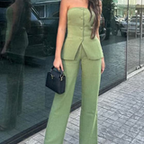 BRIA - Sleeveless Two-Piece Button-Up Set