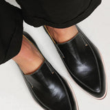 Zofia™ | Black Patchwork Slip-On Moccasin