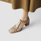 Scarlett – T-Strap Block Heels with Orthopedic Support