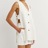 Fiona - Sleeveless Button-Up Ensemble