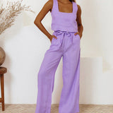 Megan - Chic Minimalist Top with Flared Pants Ensemble