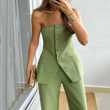 BRIA - Sleeveless Two-Piece Button-Up Set