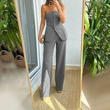 BRIA - Sleeveless Two-Piece Button-Up Set