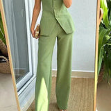 BRIA - Sleeveless Two-Piece Button-Up Set