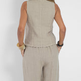 Aira - Button-Up Vest and Wide-Leg Pants Ensemble
