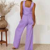 Megan - Chic Minimalist Top with Flared Pants Ensemble