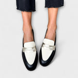 Xara™ | Sleek Metallic Black Loafers