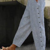 Linaya - Striped Button-Up Trousers