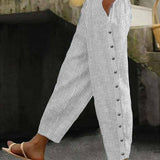 Linaya - Striped Button-Up Trousers