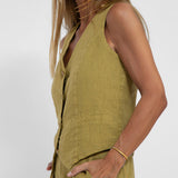 Aira - Button-Up Vest and Wide-Leg Pants Ensemble