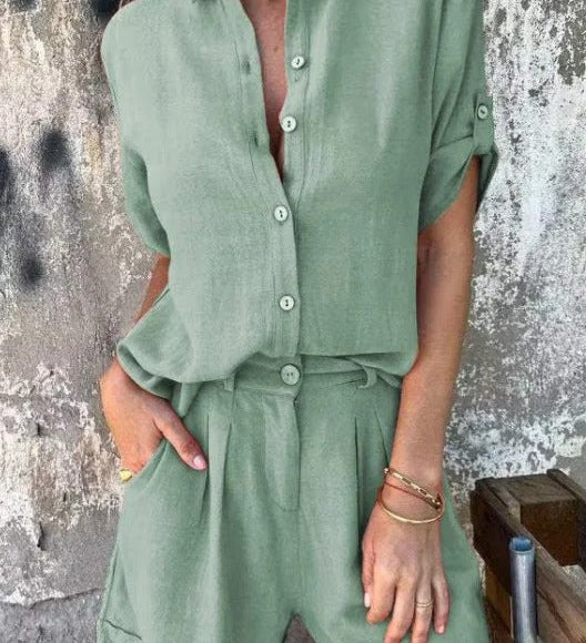 Melda - Breezy Button-Up Ensemble