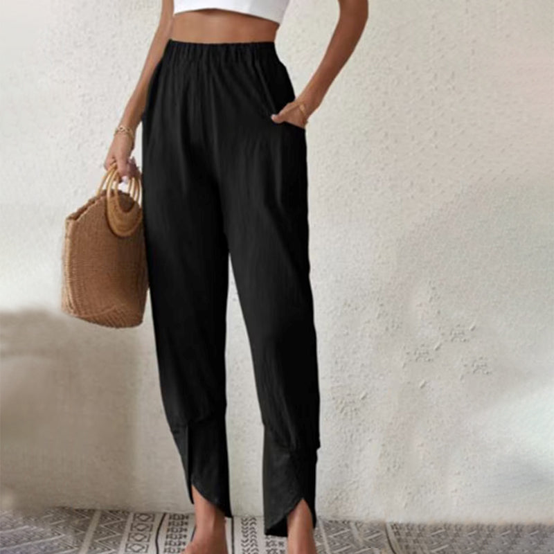 Essari - High Slit Hem Trousers